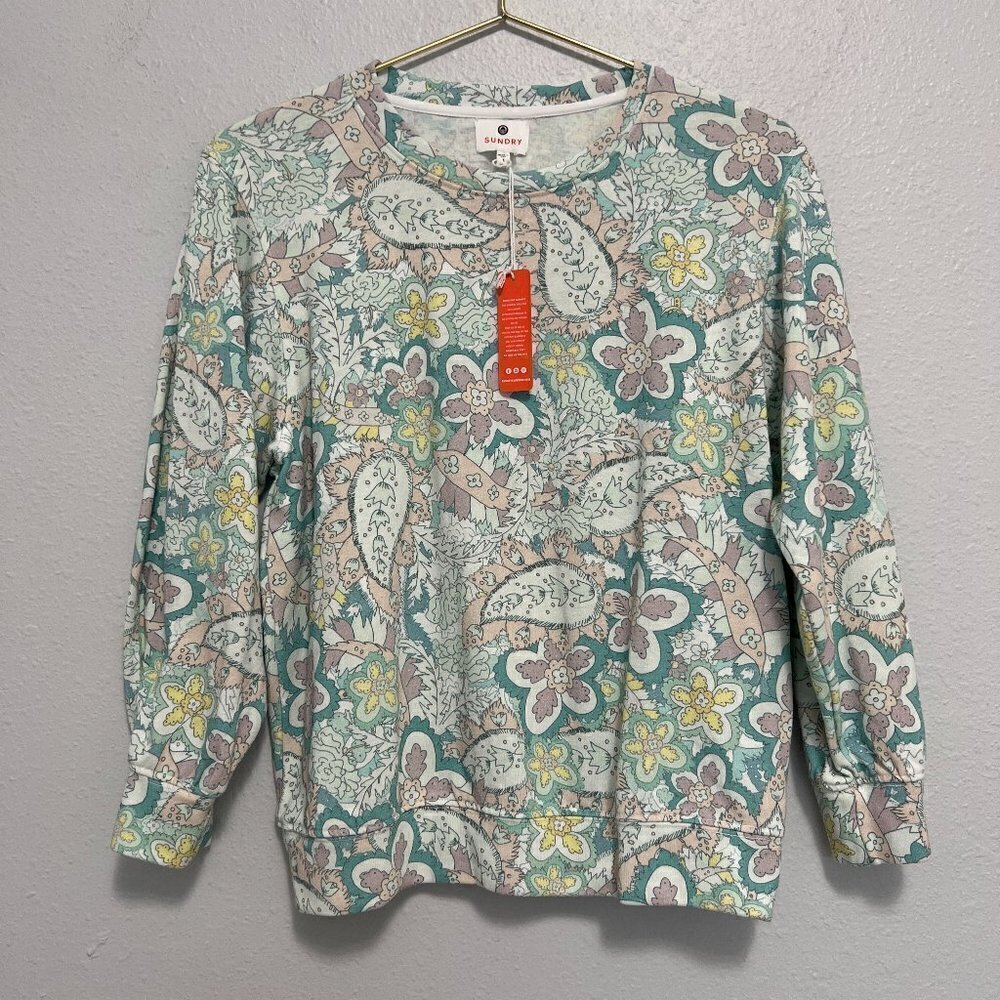 Sundry Women's Paisley Print Pullover Sweatshirt Size S - Picture 2 of 6